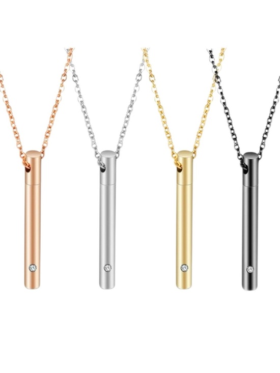 Jewelry - Stainless Steel Hidden Compartment Bar Necklace